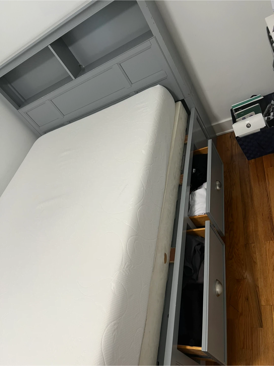Gray Full Bed Frame with drawers - photo 3