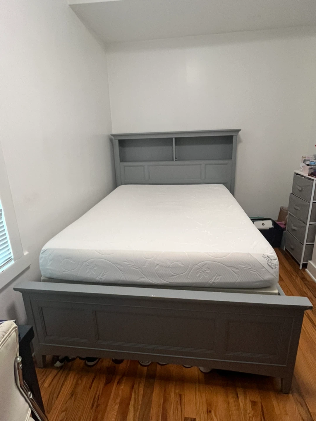 Gray Full Bed Frame with drawers