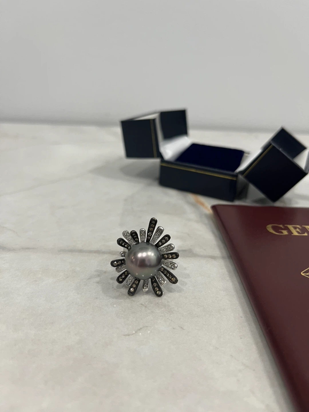 Tahitian Pearl & Diamond Ring w/ Certificate - photo 3