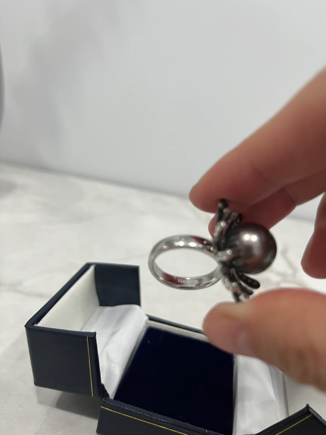 Tahitian Pearl & Diamond Ring w/ Certificate - photo 4