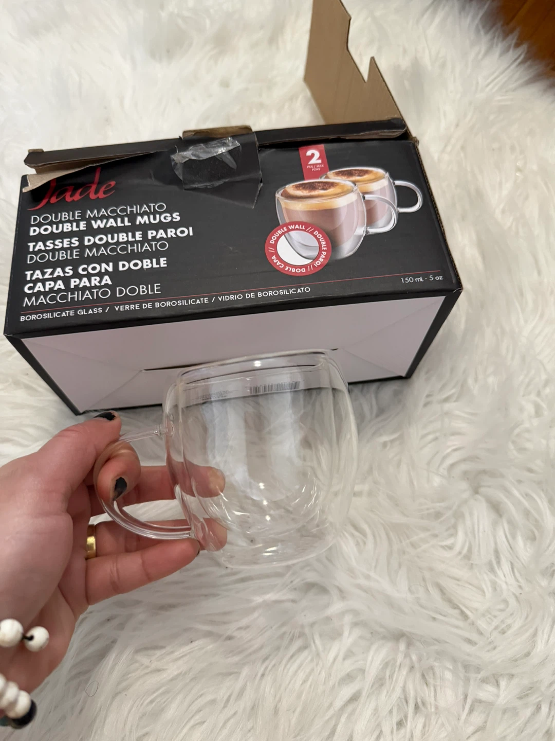 Jade Double Macchiato Double Wall Mugs, Set of 2