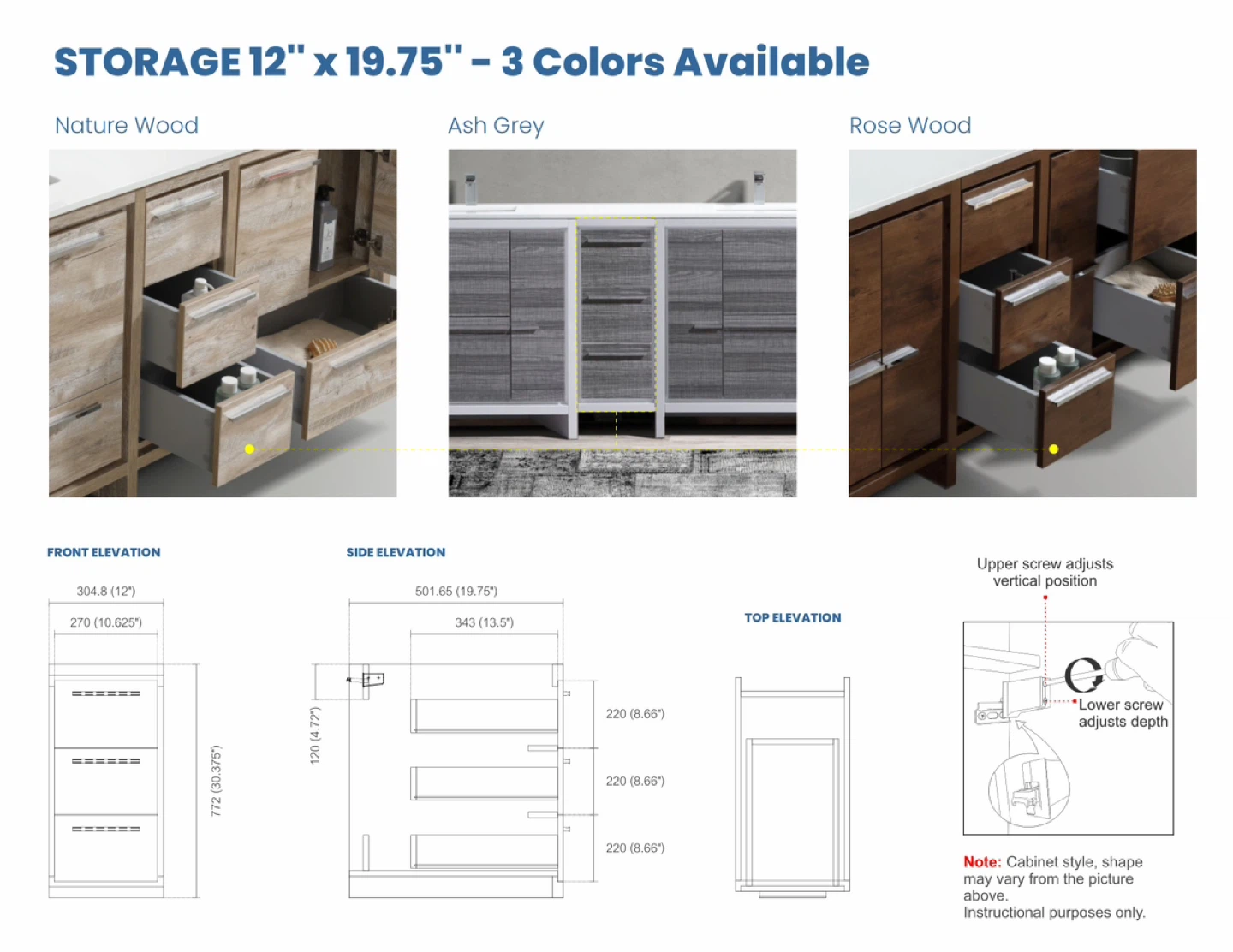 Storage Cabinet 12" x 19.75" Rose Wood - photo 2