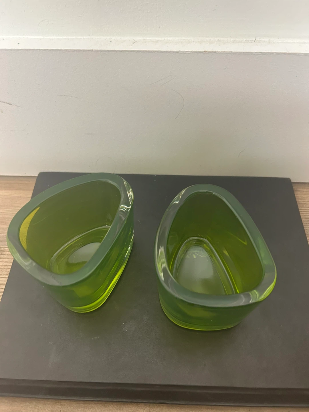 Green Glass Votive Candle Holders (Set of 2)