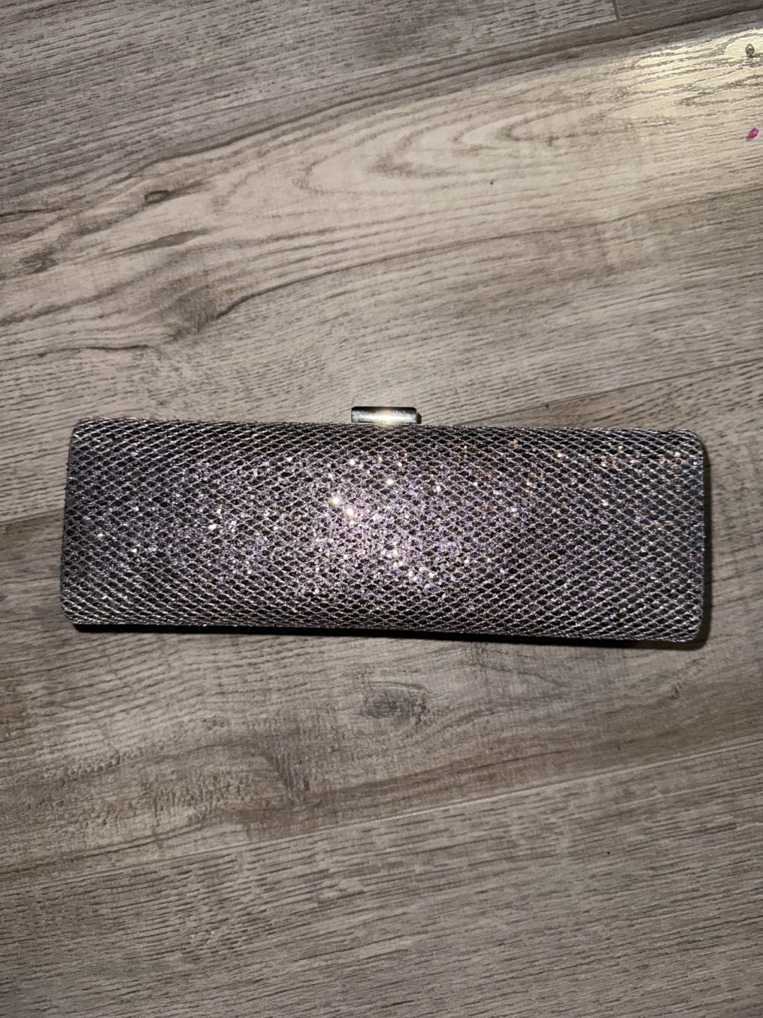 Le Chateau Silver Glitter Clutch
