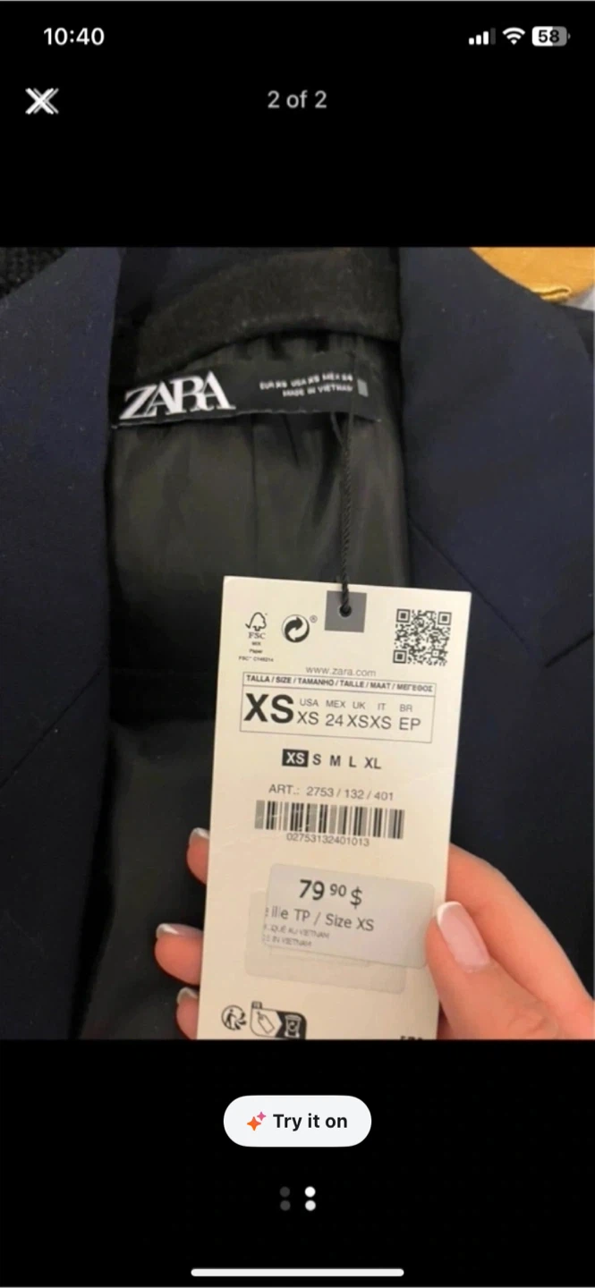 Zara Navy Blue Blazer - Size XS - photo 2