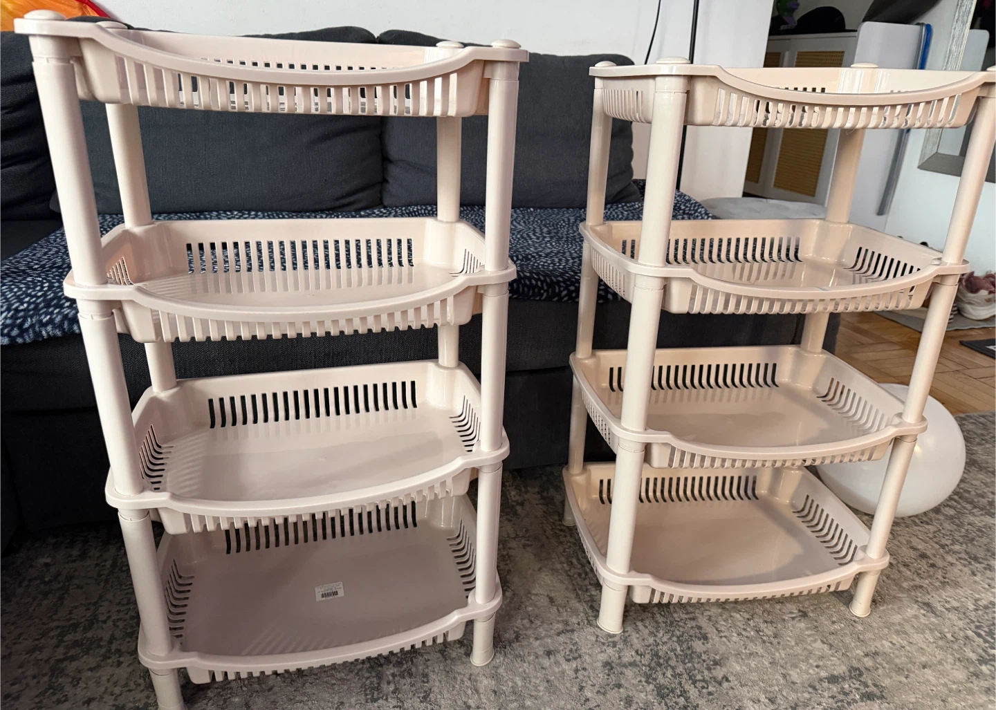 4-Tier Plastic Storage Shelves - Set of 2