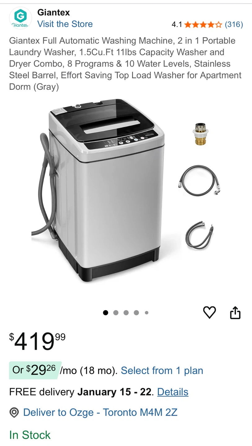 Giantex Portable Washing Machine with adapter and steel hose - photo 4