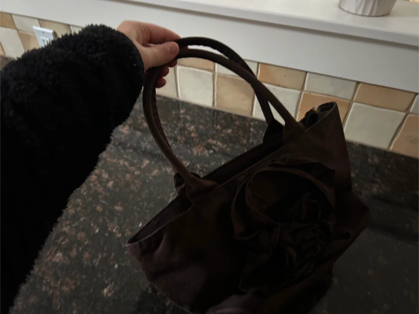 Brown Floral Tote Bag - photo 3