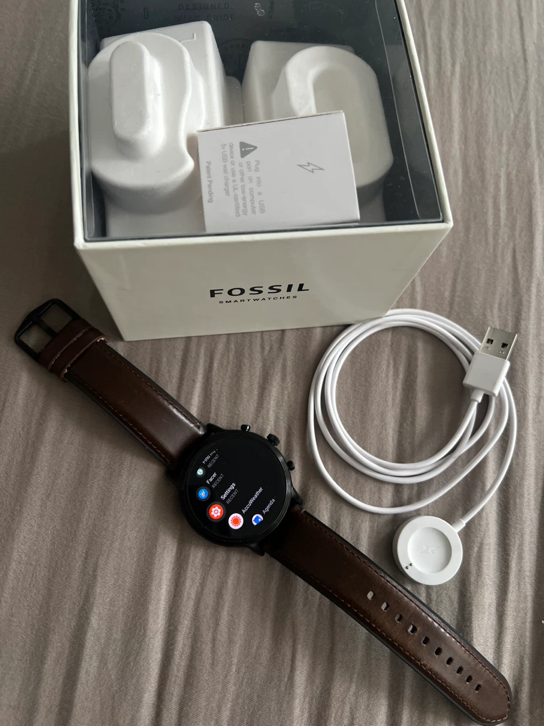 Fossil Smartwatch with Brown Leather Strap