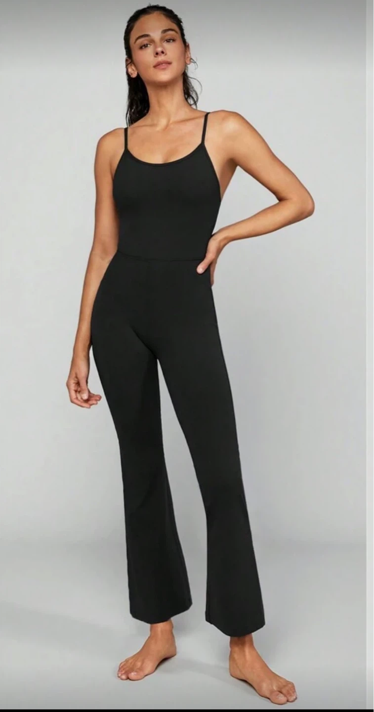 Black Flare Jumpsuit with Adjustable Straps