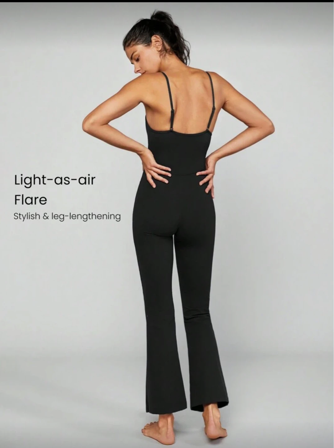 Black Flare Jumpsuit with Adjustable Straps - photo 2