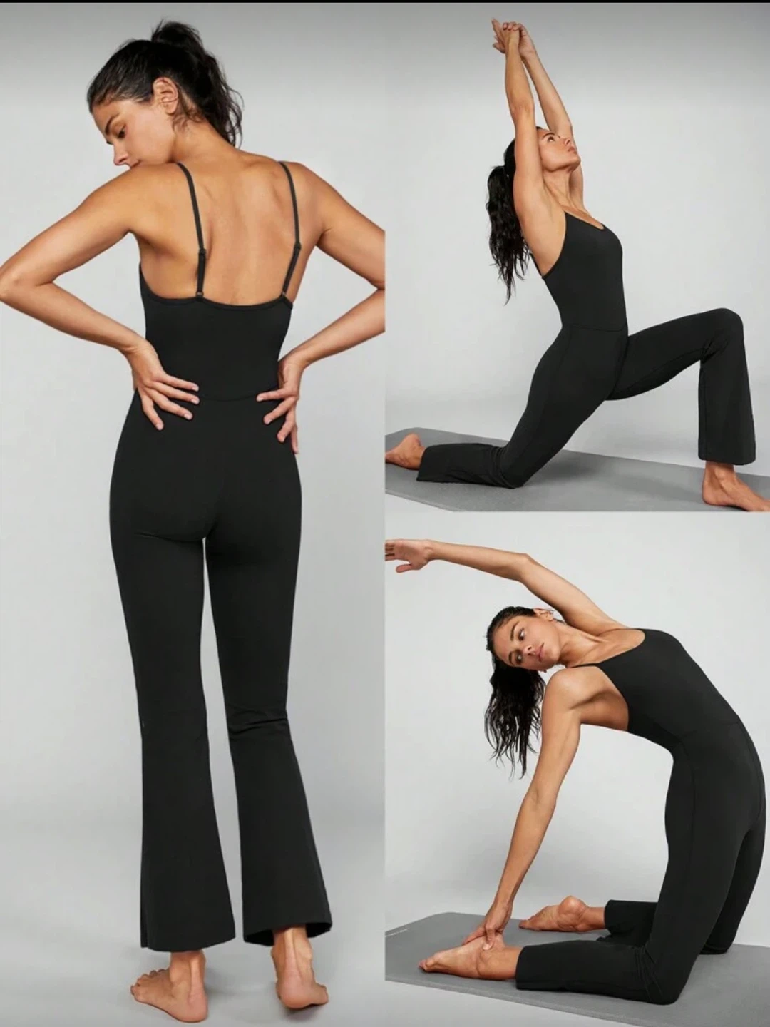Black Flare Jumpsuit with Adjustable Straps - photo 4