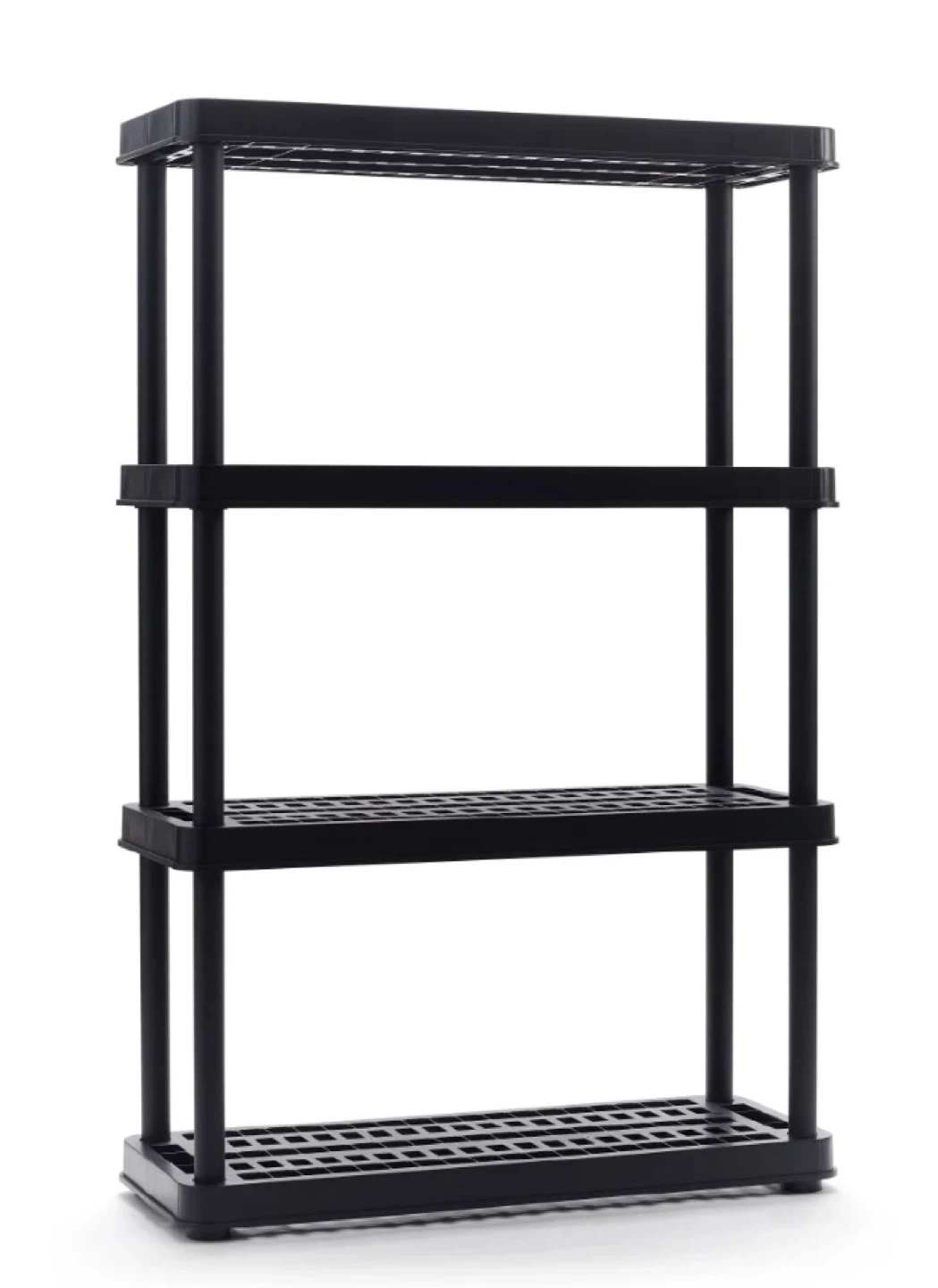 4-Tier Plastic Shelf - Black - 54.5" Height