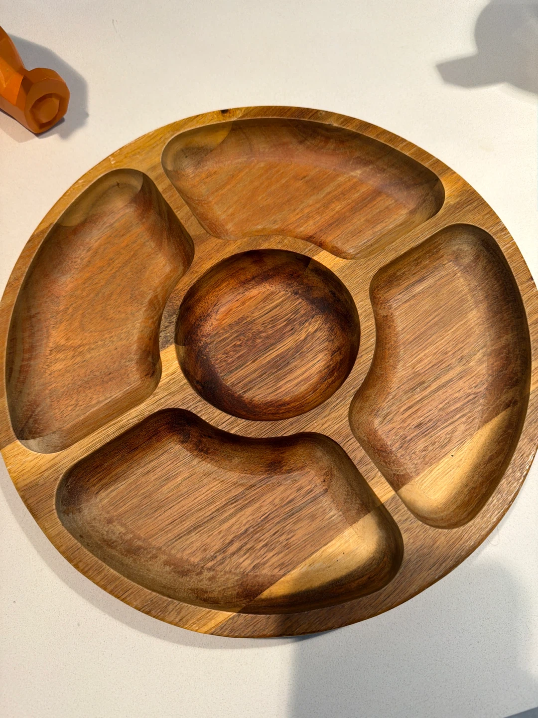 Wooden Serving Tray with 5 Compartments