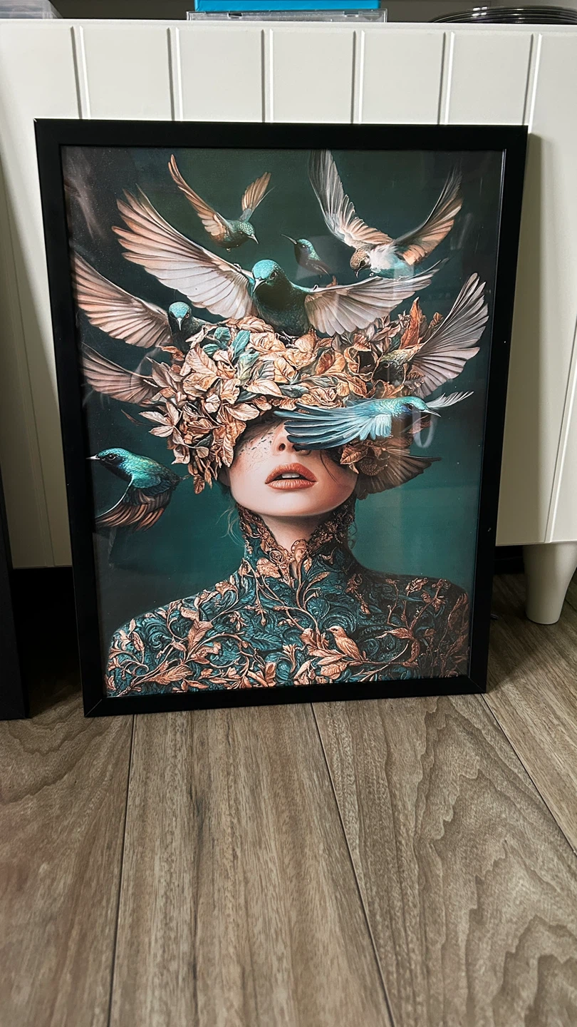 Framed canvas Print - Woman with Birds