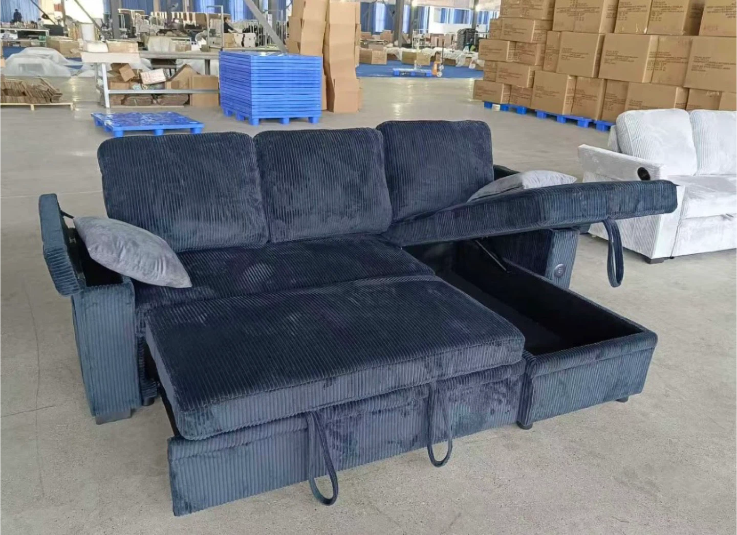 Brand new black corduroy sofa bed