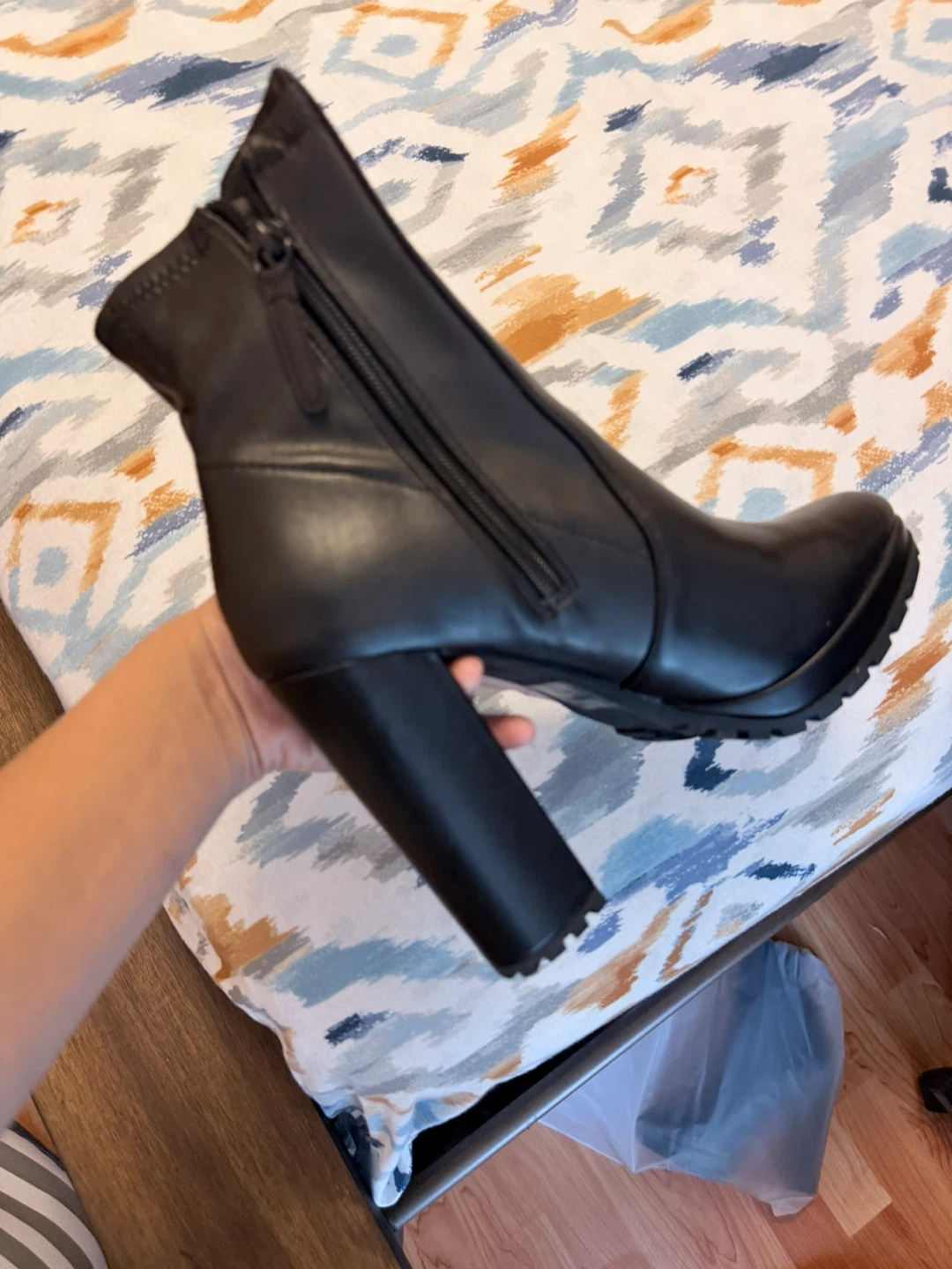 Aldo Black Leather Heeled Ankle Boots