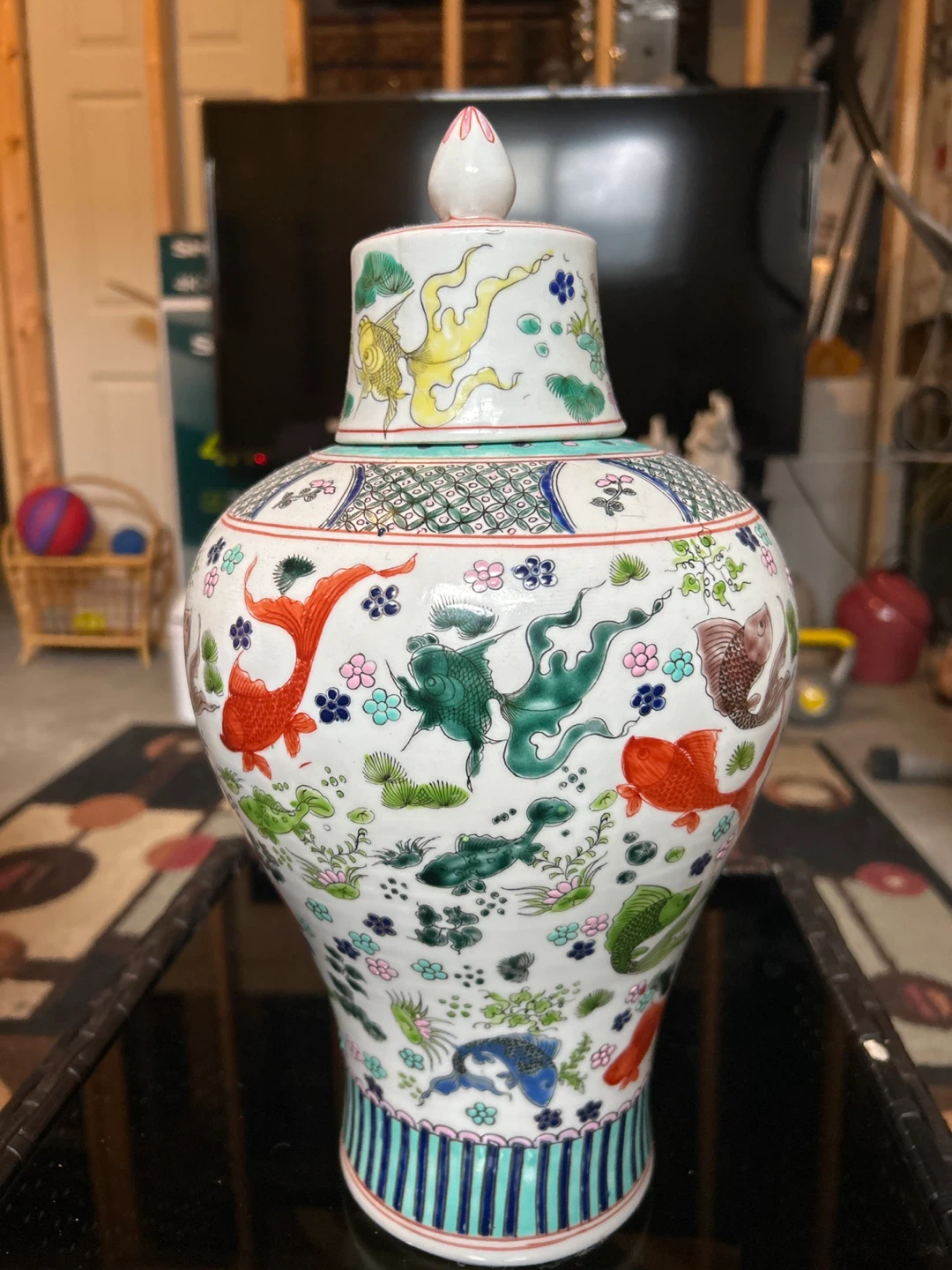 Vintage Fish & Floral Vase