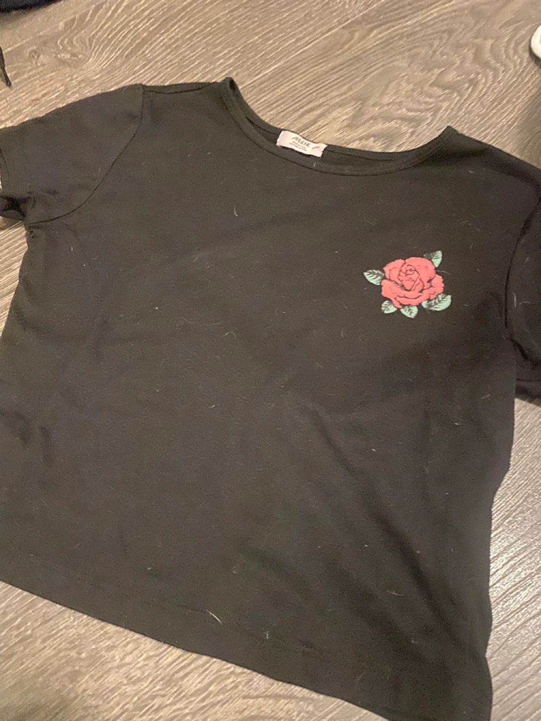 Ardene Black Rose T-Shirt and Brown Tie Dye Crop Top - Size XS
