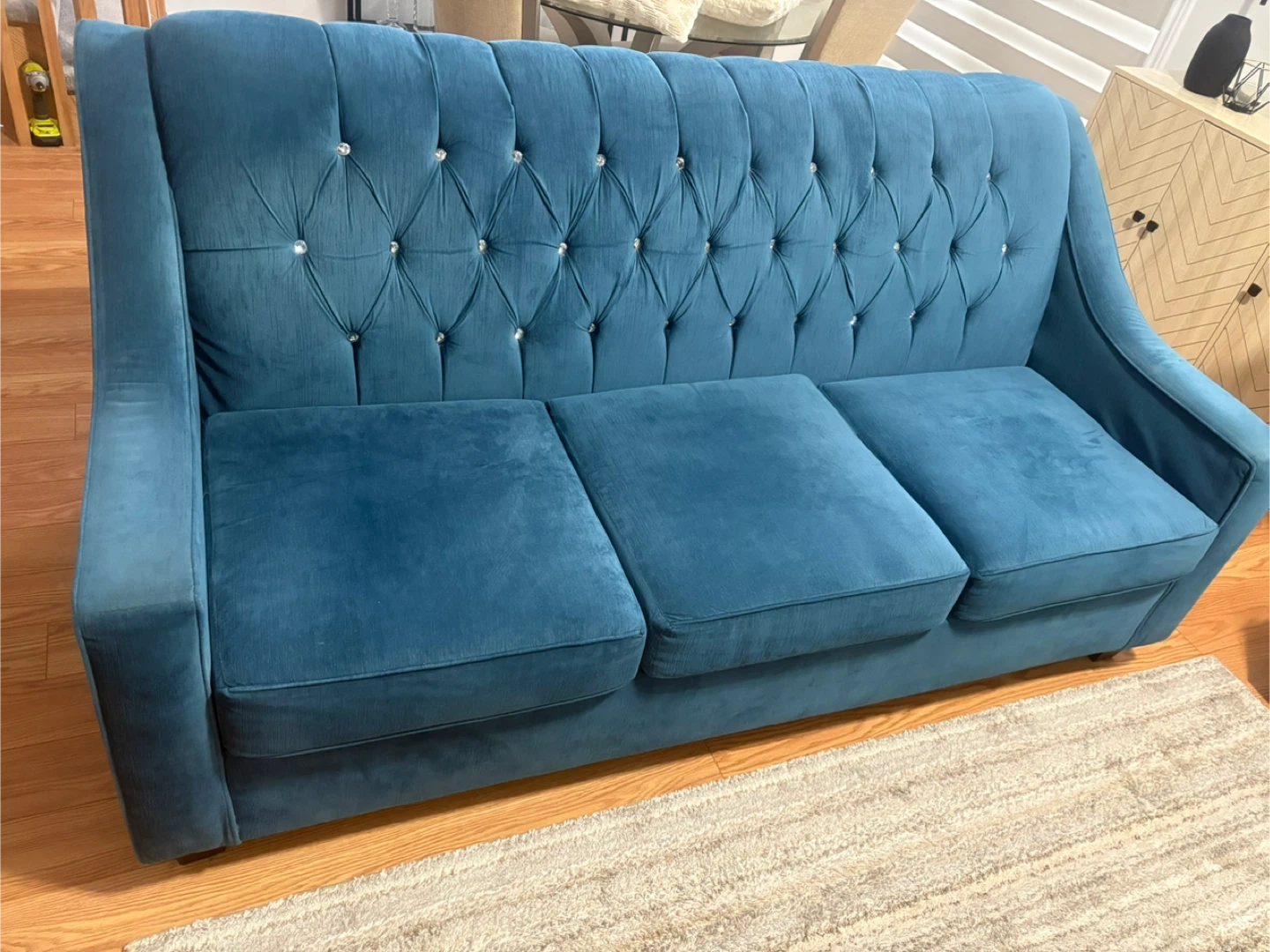 Teal Tufted Sofa & Armchair Set