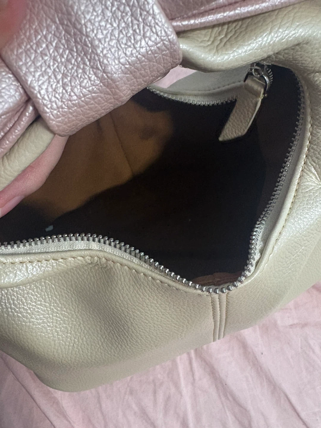 Handmade Beige Purse with Pink Bow - photo 3