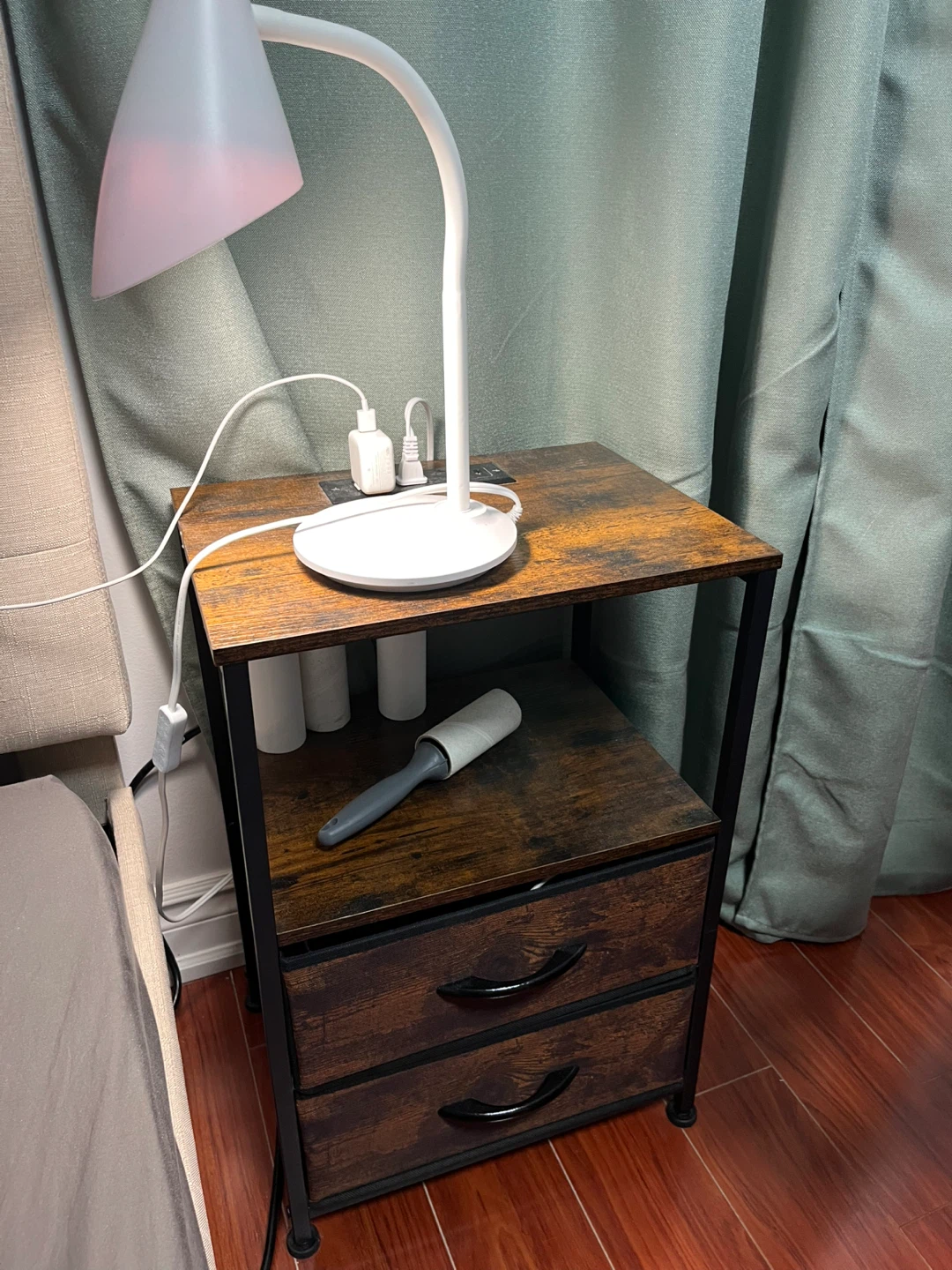Nightstand with built in plug in