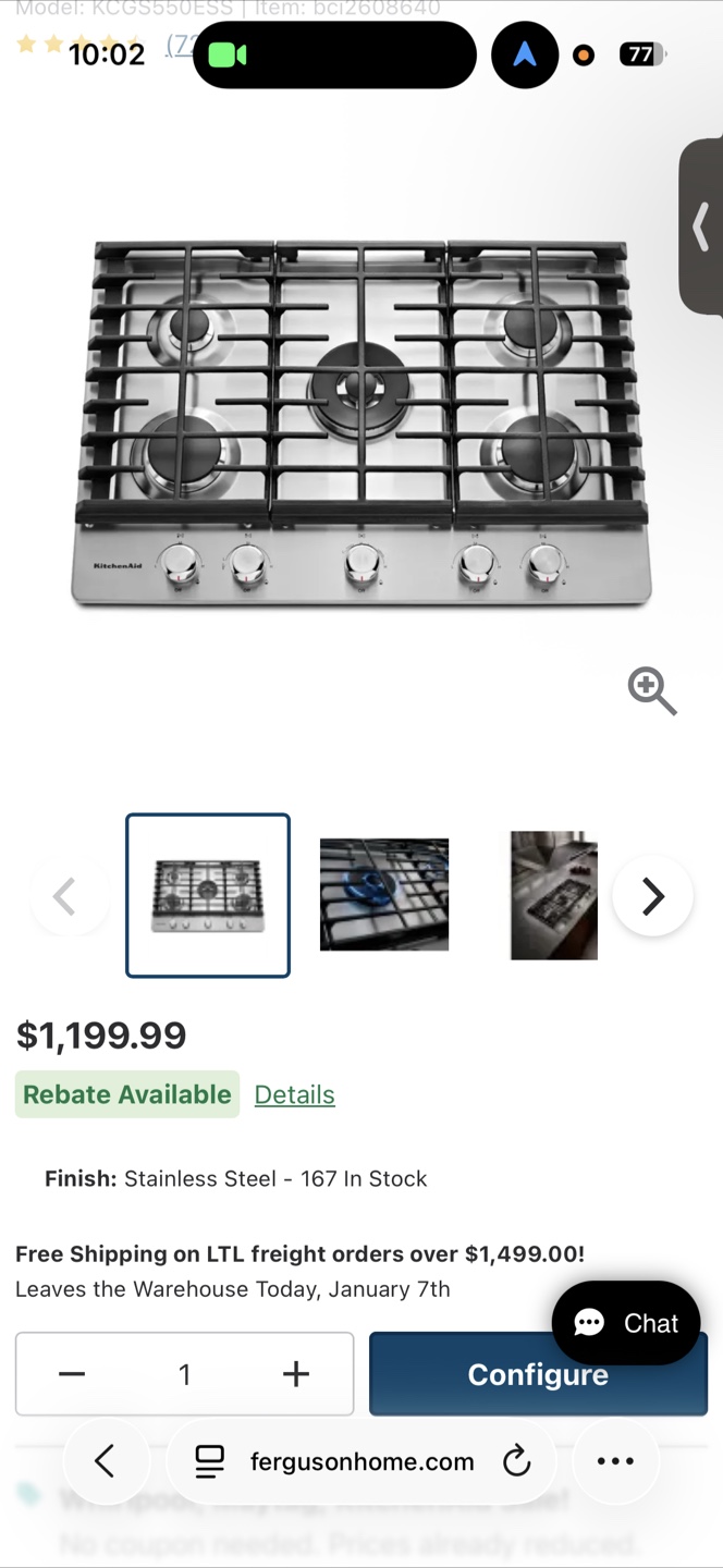 KitchenAid KCGS550ESS Gas Cooktop - photo 3