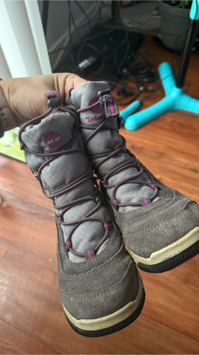 Timberland Grey & Pink Winter Boots - Size 13 US