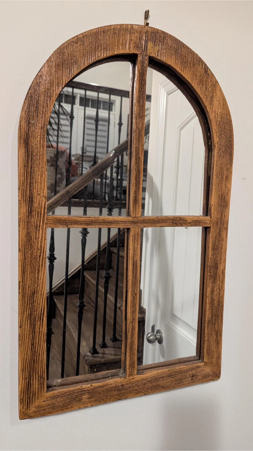 Farmhouse -Arched Windowpane Mirror - photo 3