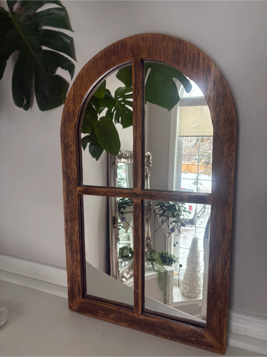 Farmhouse -Arched Windowpane Mirror