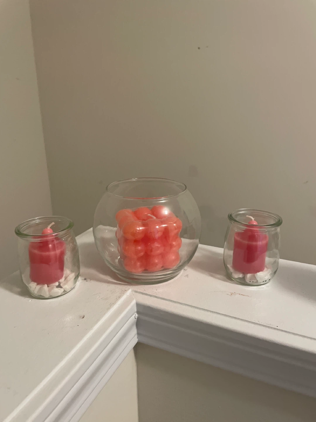 Pink Candles in Glass Holders