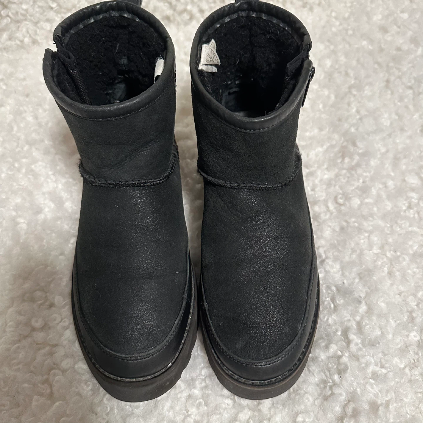 UGG Black Leather Platform Ankle Boots - photo 5