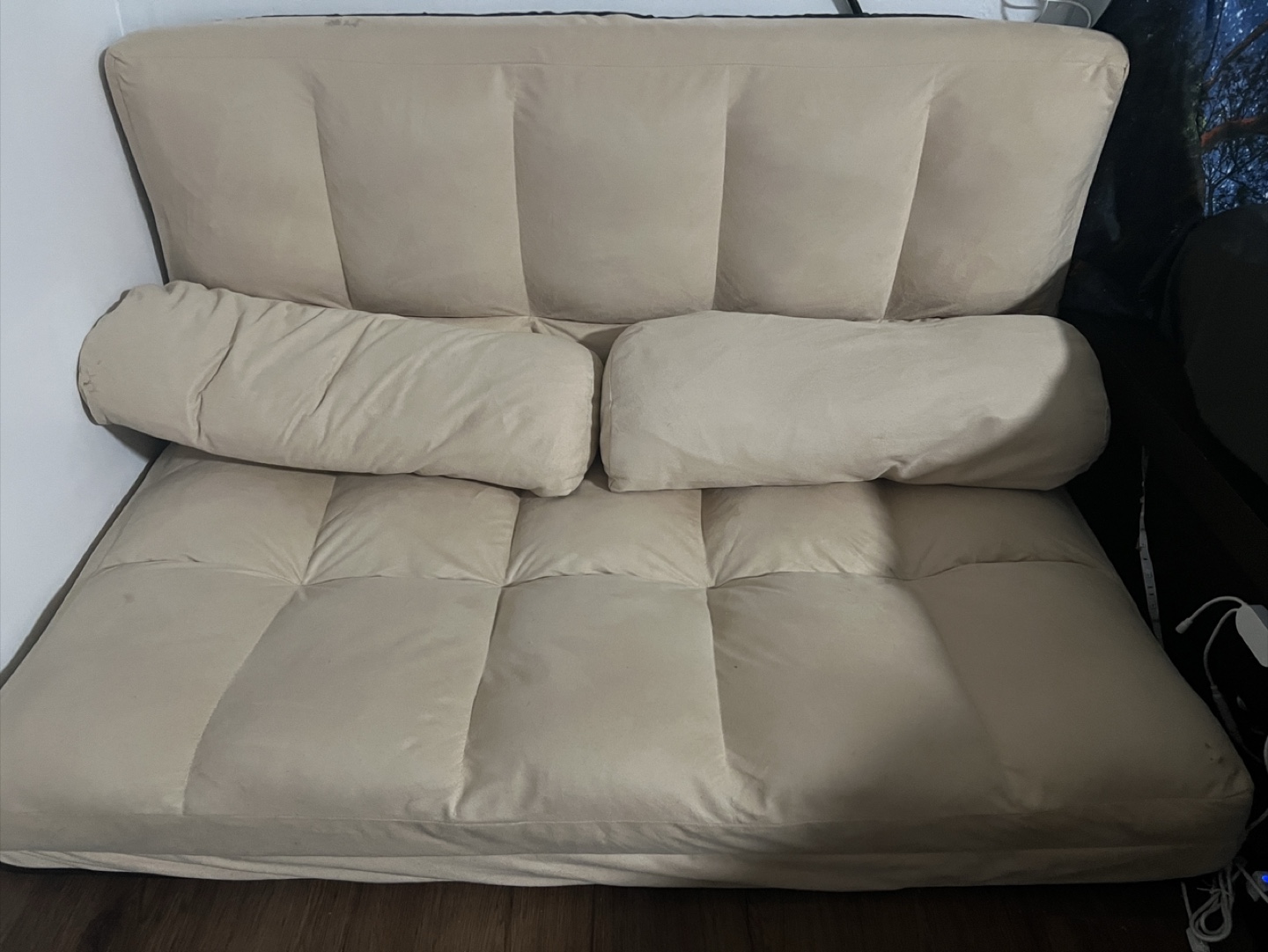 Beige Folding Floor Chair Sofa Bed - photo 3