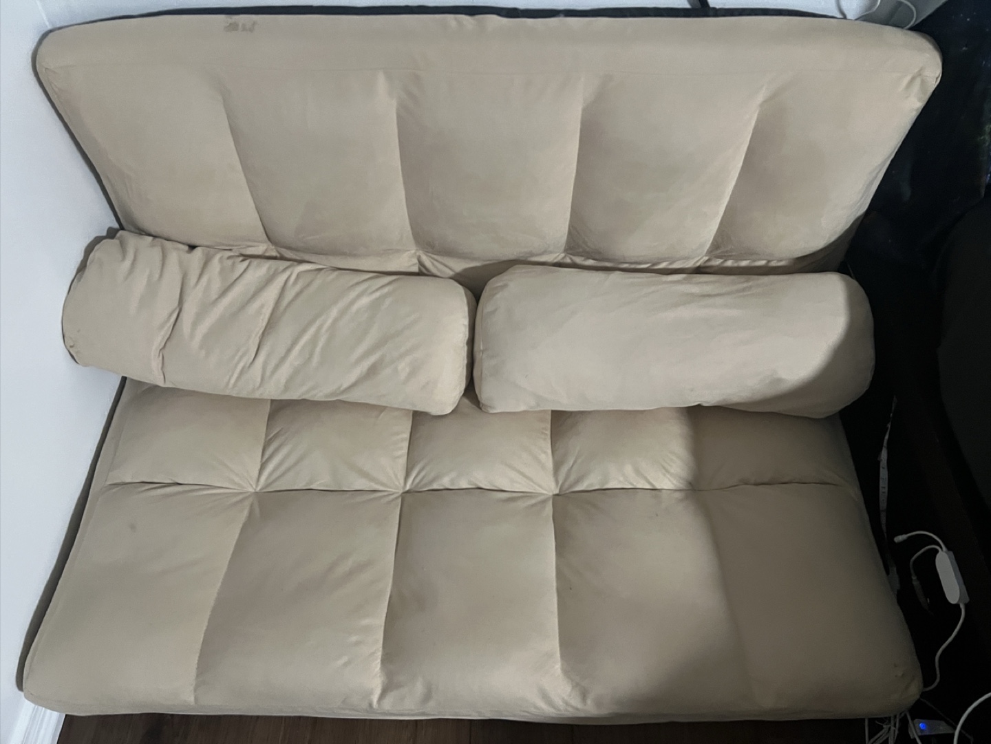 Beige Folding Floor Chair Sofa Bed - photo 4