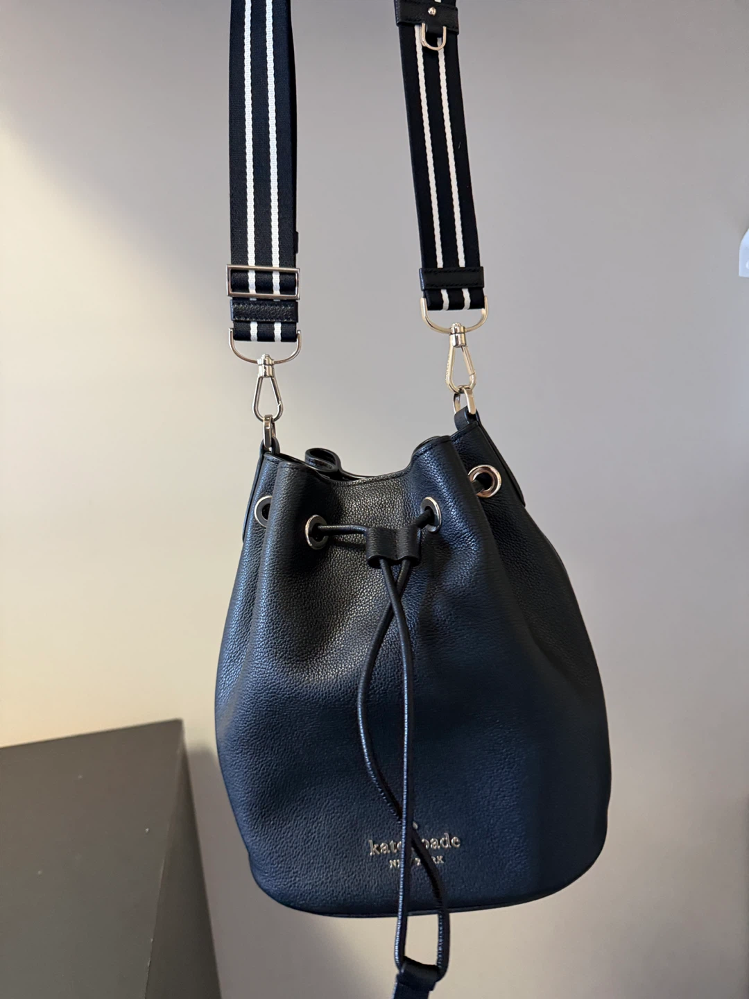 Kate Spade Black Leather Bucket Bag