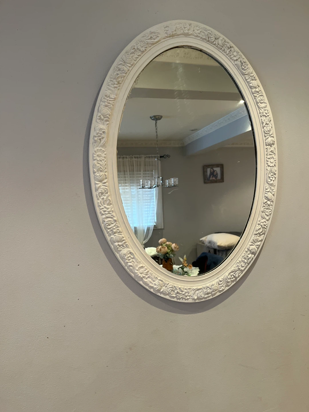 Oval White Wall Mirror