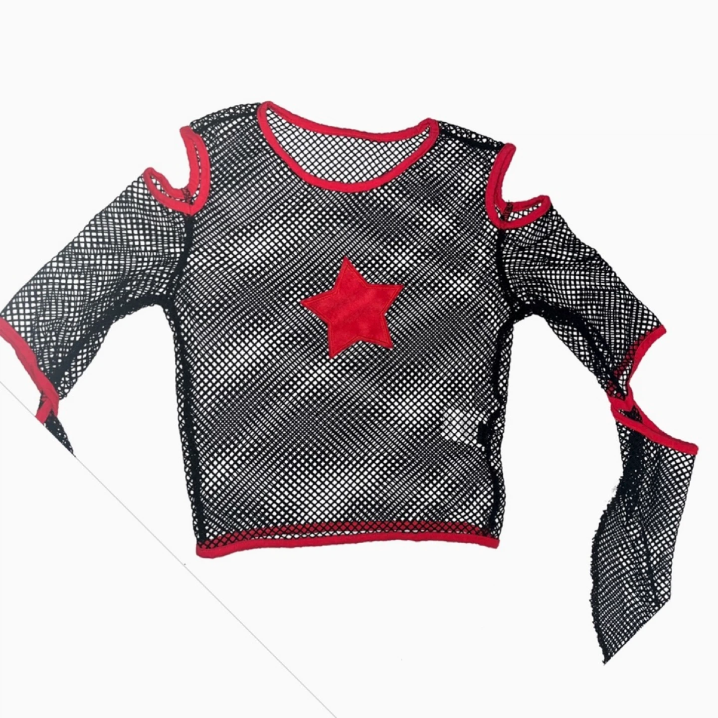 Black Mesh Top with Red Star - Size S - photo 2
