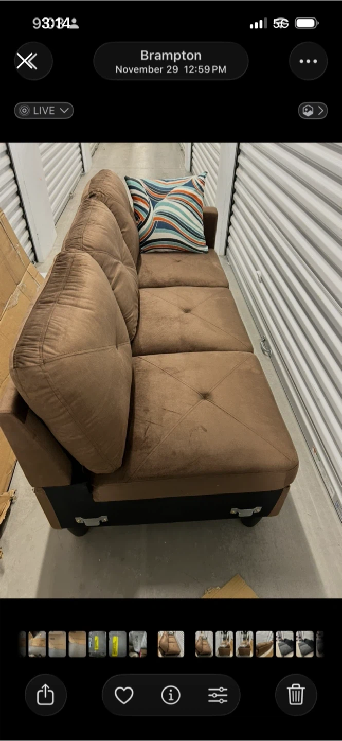Brown Sectional Sofa 75”X 33” - photo 2