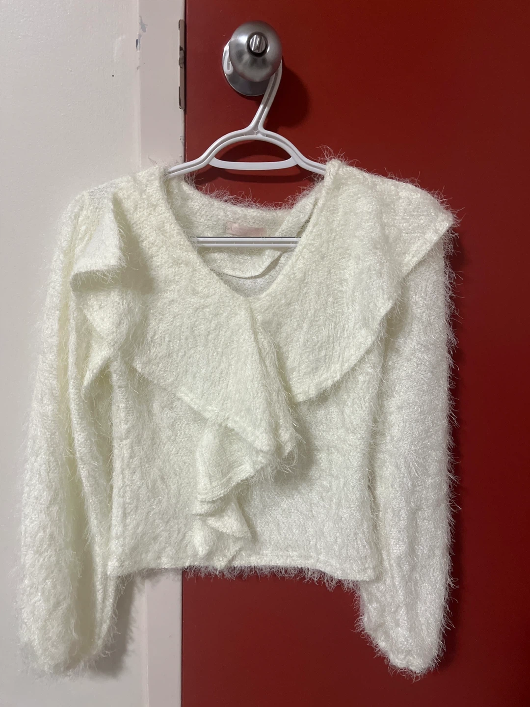DESIGNER NEW- 50% OFF ORIGINAL PRICE - White Ruffle Sweater