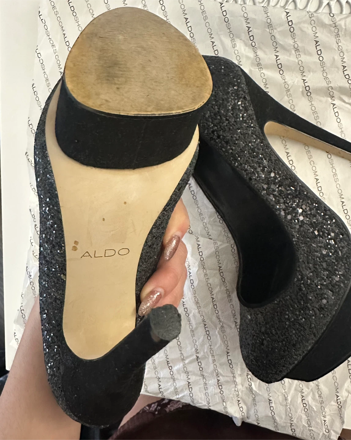 Aldo Black Glitter Heels - photo 5
