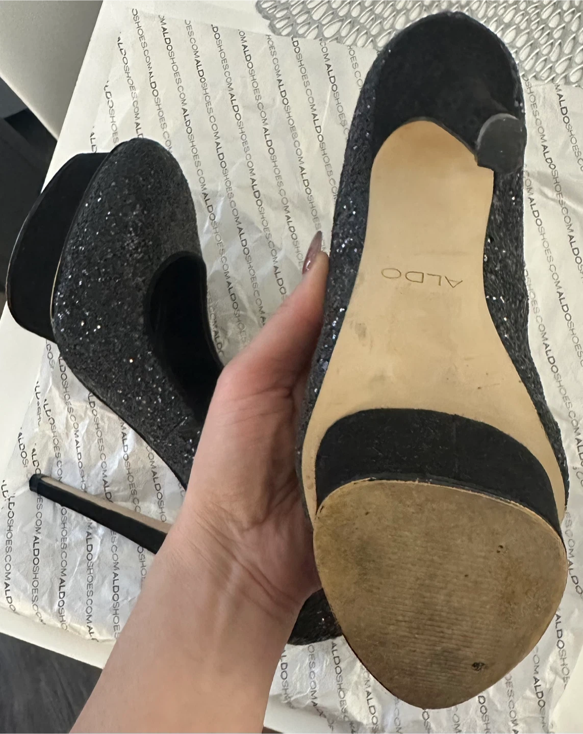 Aldo Black Glitter Heels - photo 4