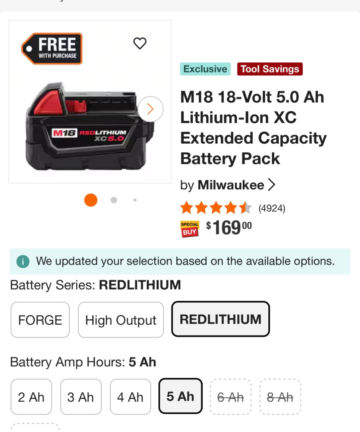 Milwaukee M18 18-Volt 5.0 Ah Battery Pack