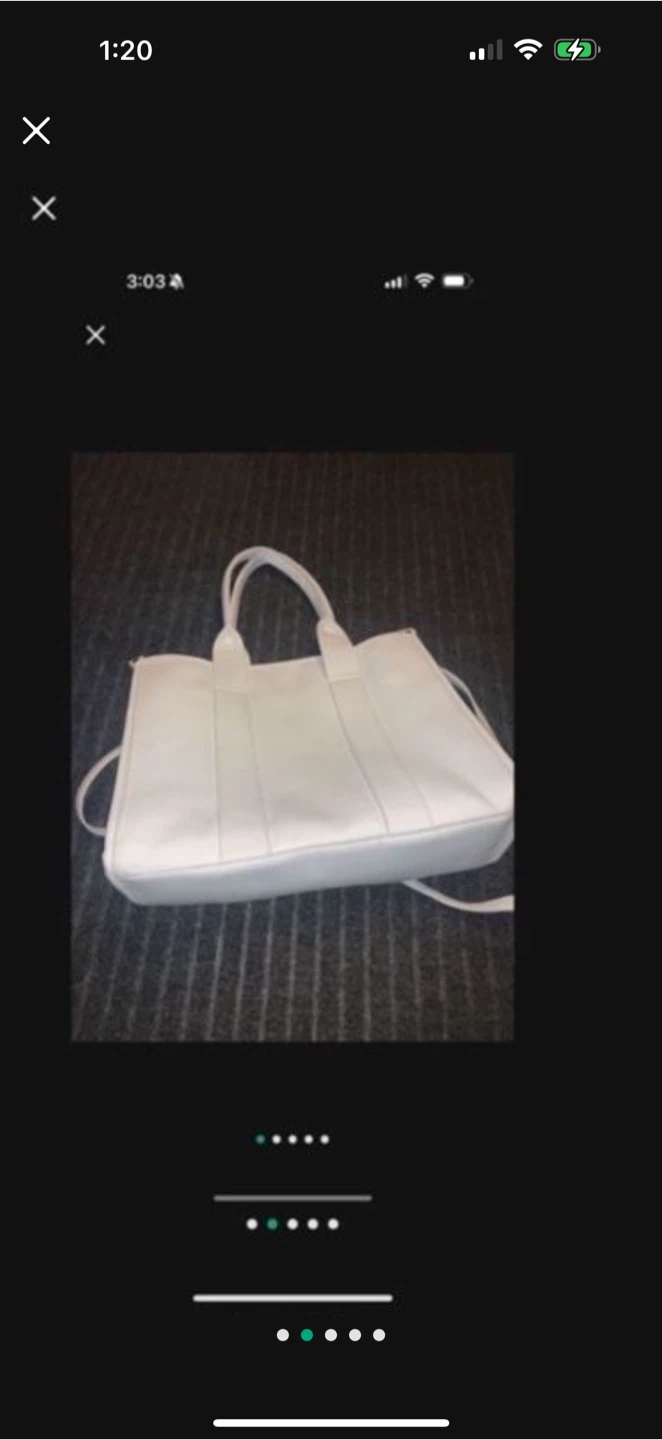 White Leather Tote Bag - photo 2