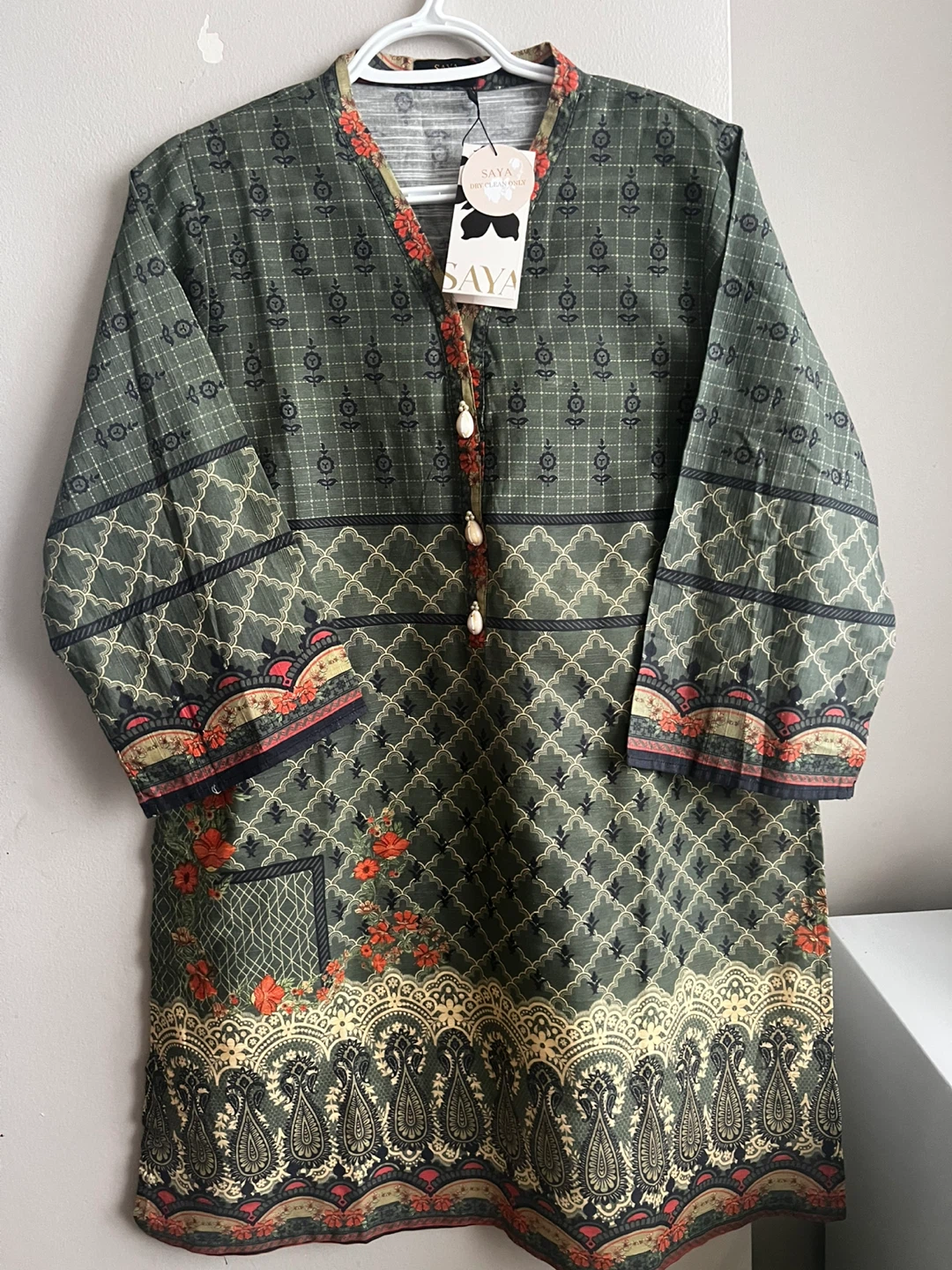 Saya Green Printed Kurti - Size Medium