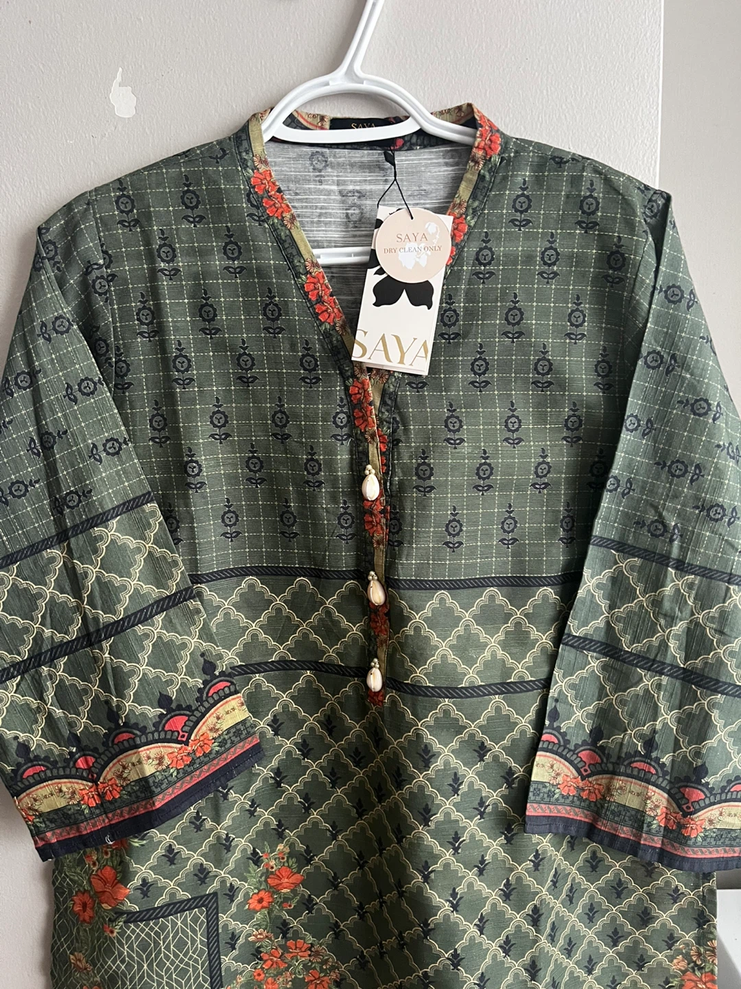 Saya Green Printed Kurti - Size Medium - photo 2
