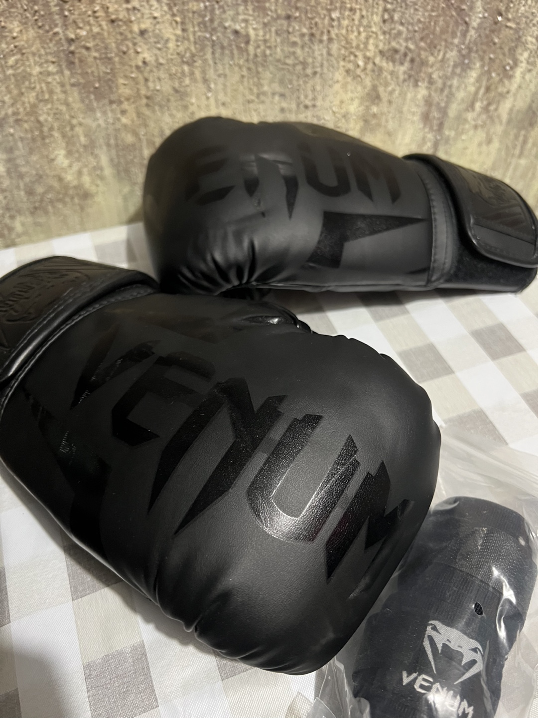 Venum Boxing Gloves & Hand Wraps - Black