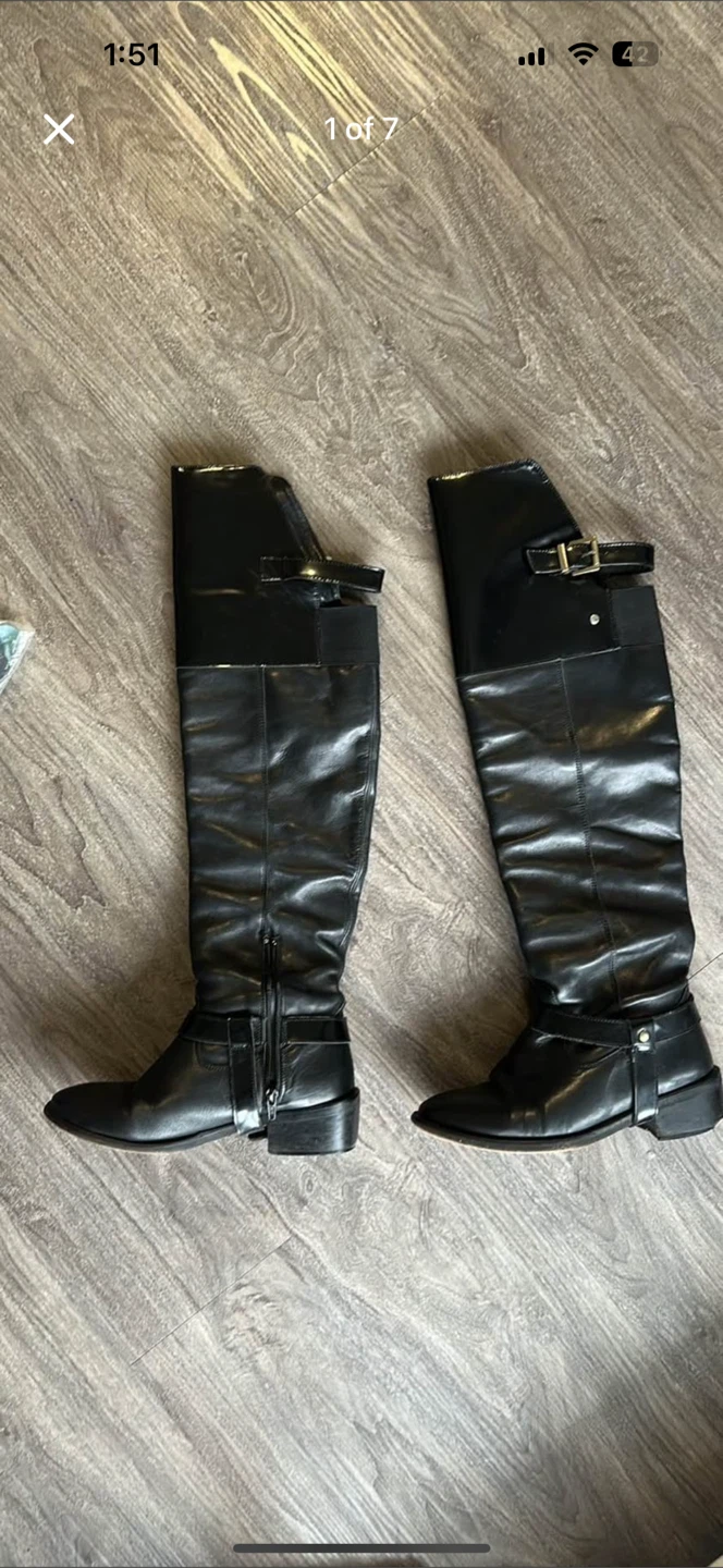 Black Leather Knee-High Boots