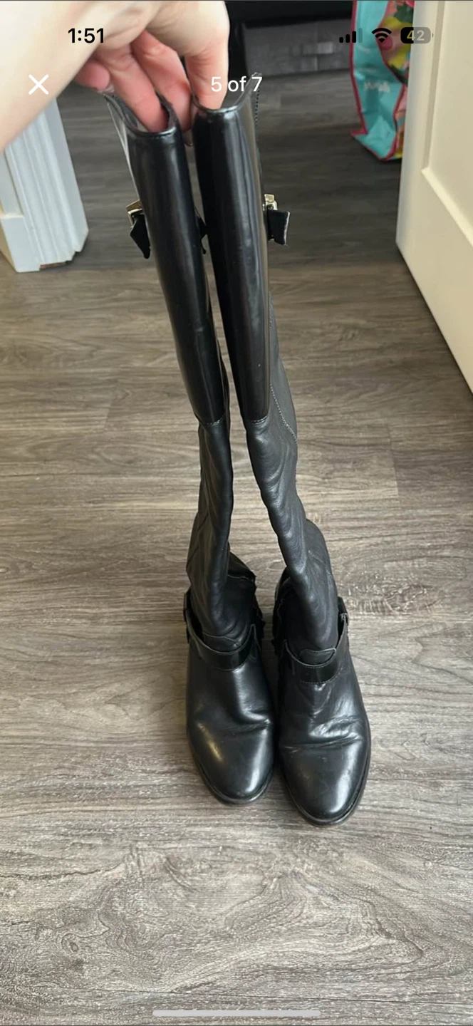 Black Leather Knee-High Boots - photo 5
