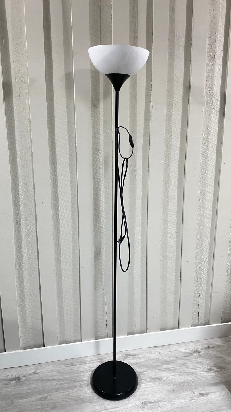 Black Floor Lamp with White Shade