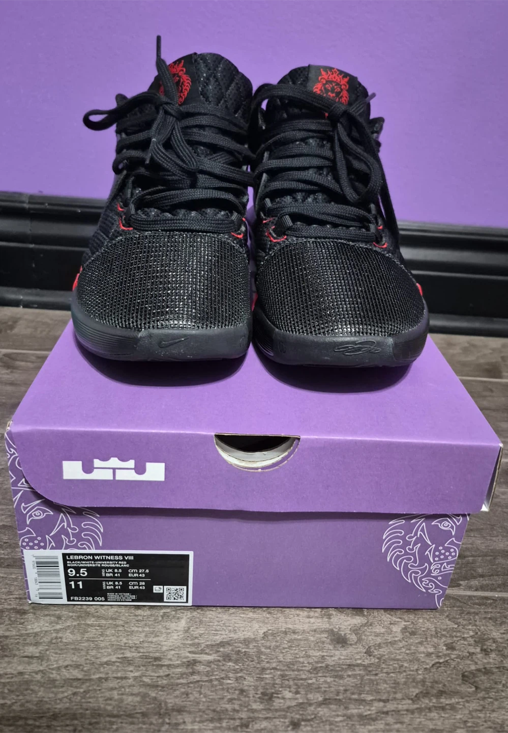 Nike LeBron Witness VIII Black/Red Size 9.5 - photo 2
